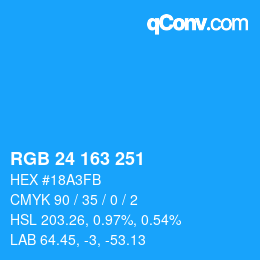 Color code: RGB 24 163 251 | qconv.com