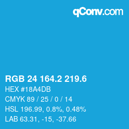 カラーコード: RGB 24 164.2 219.6 | qconv.com