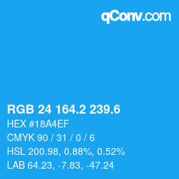 カラーコード: RGB 24 164.2 239.6 | qconv.com
