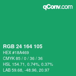 カラーコード: RGB 24 164 105 | qconv.com