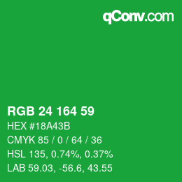 Color code: RGB 24 164 59 | qconv.com