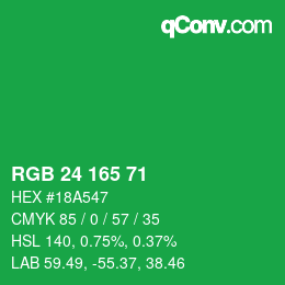 Color code: RGB 24 165 71 | qconv.com