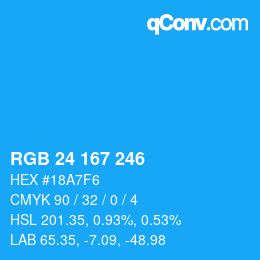 Color code: RGB 24 167 246 | qconv.com