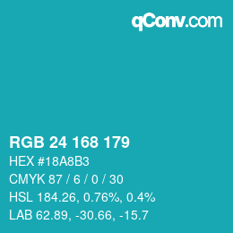 Color code: RGB 24 168 179 | qconv.com