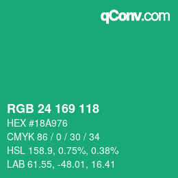 Color code: RGB 24 169 118 | qconv.com