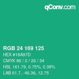 Color code: RGB 24 169 125 | qconv.com