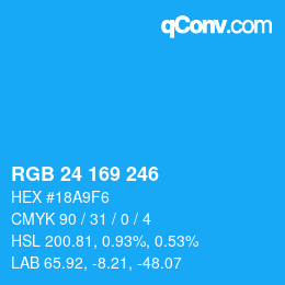 Color code: RGB 24 169 246 | qconv.com