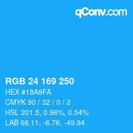 Color code: RGB 24 169 250 | qconv.com