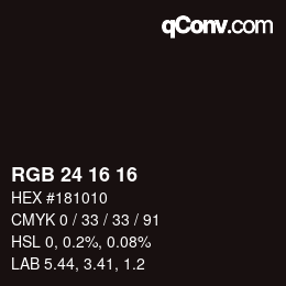 Color code: RGB 24 16 16 | qconv.com