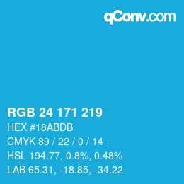 颜色代码: RGB 24 171 219 | qconv.com