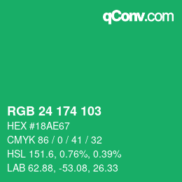 Color code: RGB 24 174 103 | qconv.com
