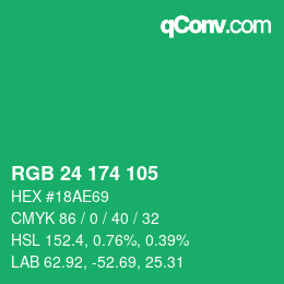 Color code: RGB 24 174 105 | qconv.com