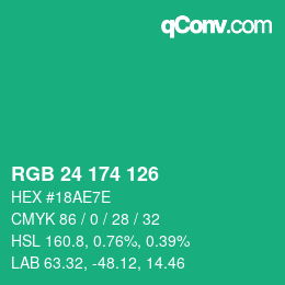 Color code: RGB 24 174 126 | qconv.com