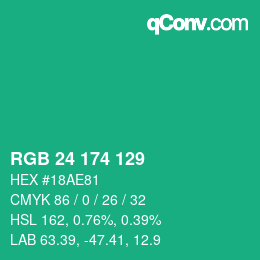Color code: RGB 24 174 129 | qconv.com