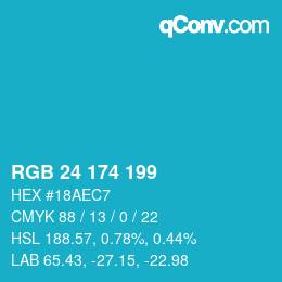 Color code: RGB 24 174 199 | qconv.com