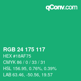 Color code: RGB 24 175 117 | qconv.com