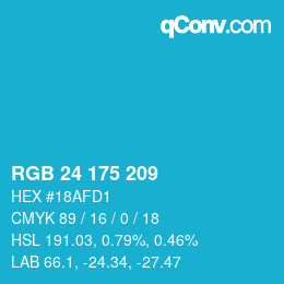 Color code: RGB 24 175 209 | qconv.com