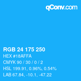Color code: RGB 24 175 250 | qconv.com