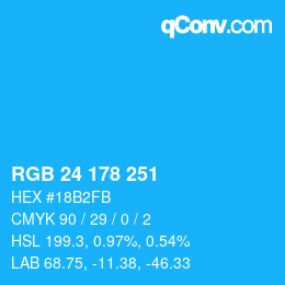 カラーコード: RGB 24 178 251 | qconv.com