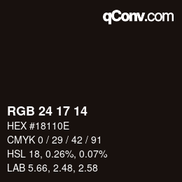 Código de color: RGB 24 17 14 | qconv.com