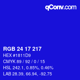 Color code: RGB 24 17 217 | qconv.com