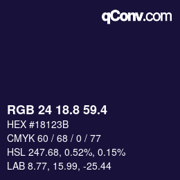カラーコード: RGB 24 18.8 59.4 | qconv.com