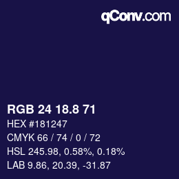 カラーコード: RGB 24 18.8 71 | qconv.com