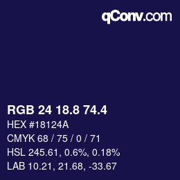 カラーコード: RGB 24 18.8 74.4 | qconv.com