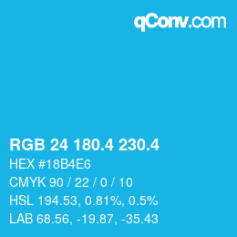 カラーコード: RGB 24 180.4 230.4 | qconv.com