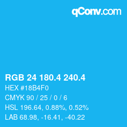カラーコード: RGB 24 180.4 240.4 | qconv.com