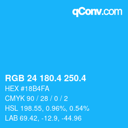カラーコード: RGB 24 180.4 250.4 | qconv.com