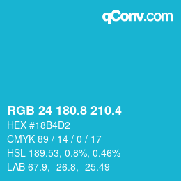 カラーコード: RGB 24 180.8 210.4 | qconv.com