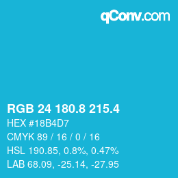 カラーコード: RGB 24 180.8 215.4 | qconv.com