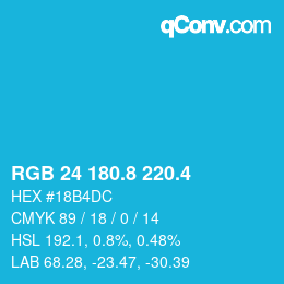 カラーコード: RGB 24 180.8 220.4 | qconv.com