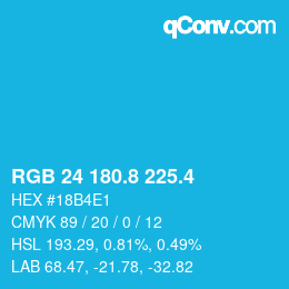 カラーコード: RGB 24 180.8 225.4 | qconv.com