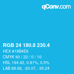 カラーコード: RGB 24 180.8 230.4 | qconv.com