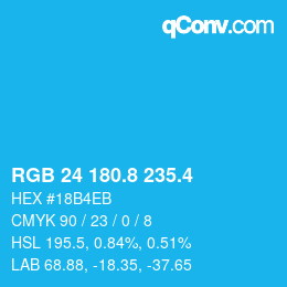 カラーコード: RGB 24 180.8 235.4 | qconv.com