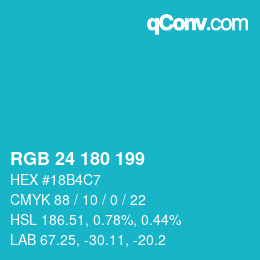 Color code: RGB 24 180 199 | qconv.com