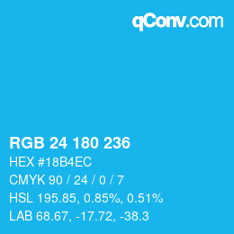 颜色代码: RGB 24 180 236 | qconv.com