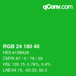 颜色代码: RGB 24 180 40 | qconv.com