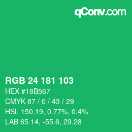 Color code: RGB 24 181 103 | qconv.com