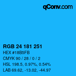 Color code: RGB 24 181 251 | qconv.com