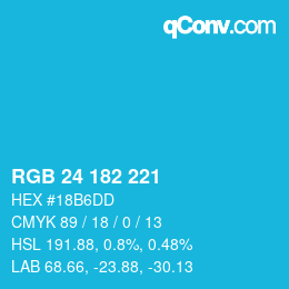 Color code: RGB 24 182 221 | qconv.com