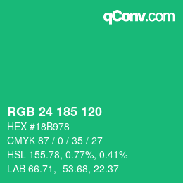カラーコード: RGB 24 185 120 | qconv.com