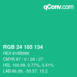 Color code: RGB 24 185 134 | qconv.com