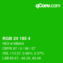 Color code: RGB 24 185 4 | qconv.com