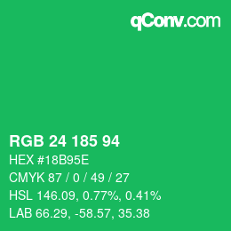 カラーコード: RGB 24 185 94 | qconv.com