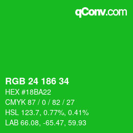 Color code: RGB 24 186 34 | qconv.com