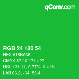 Color code: RGB 24 186 54 | qconv.com