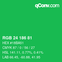 Color code: RGB 24 186 81 | qconv.com